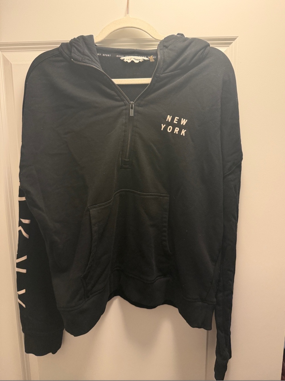 DKNY Sport Black "New York" Half-Zip Hoodie